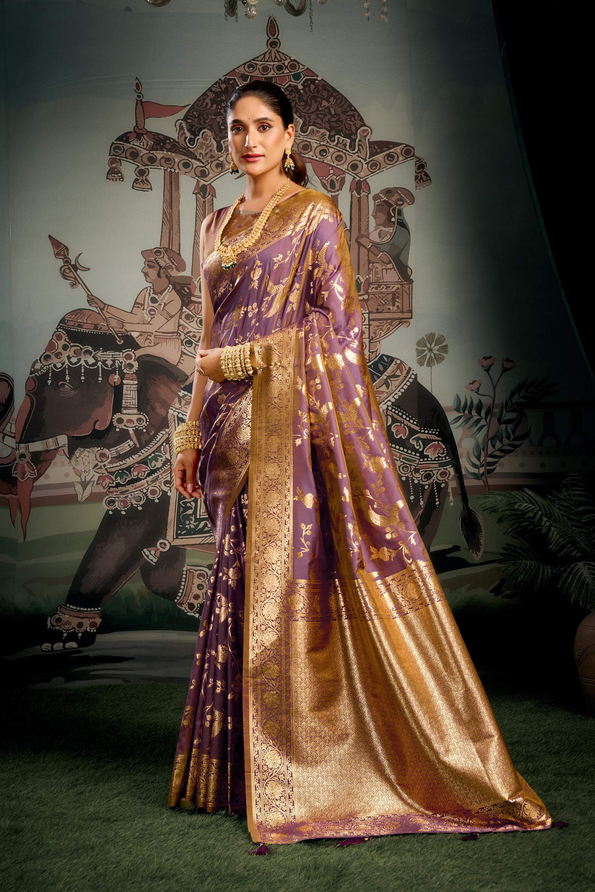Jyoti Fashion Women's Wine Premium Soft Silk Zari Woven Saree with Blouse