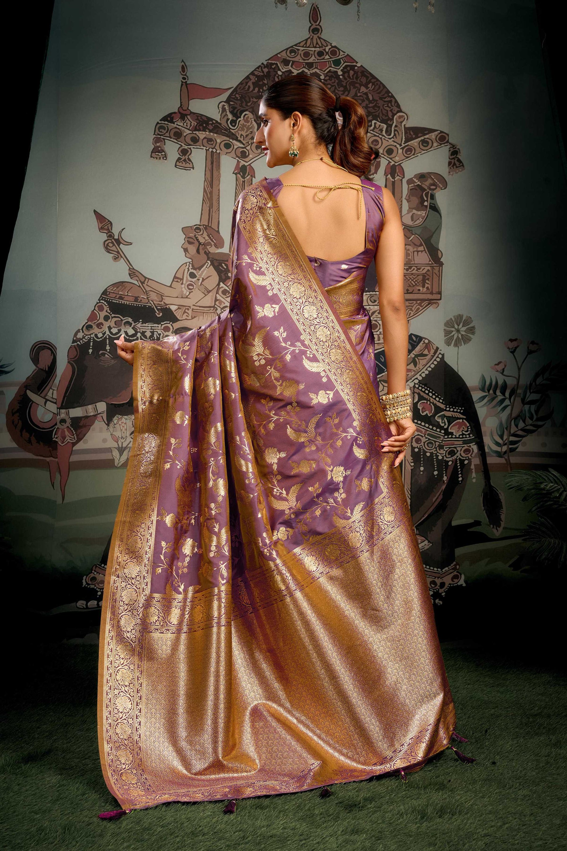 Jyoti Fashion Women's Wine Premium Soft Silk Zari Woven Saree with Blouse