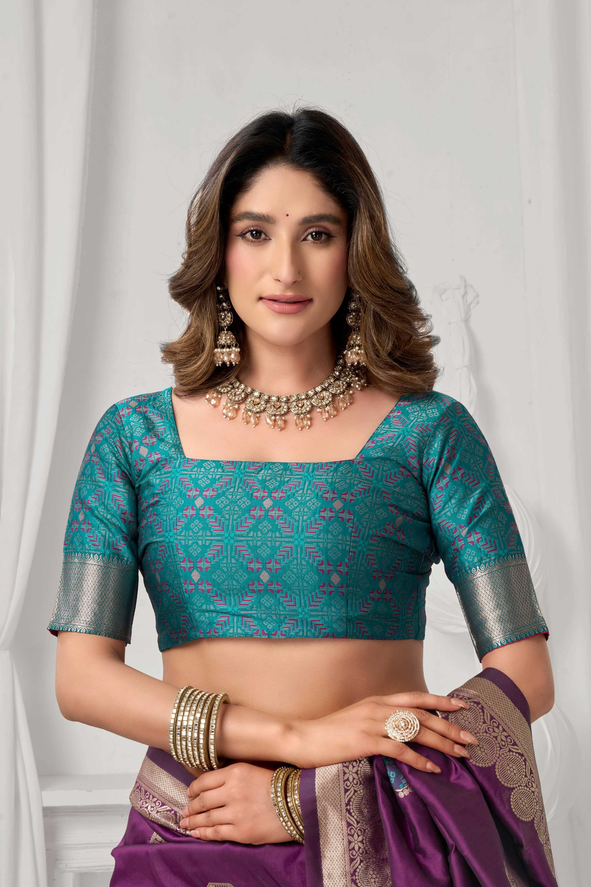 Jyoti Fashion Women's Wine Soft Silk Zari Woven Saree with Blouse