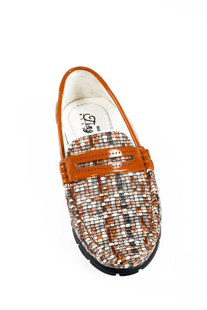 Tiny Bugs Boys Printed Slip On Loafers - Tan  Grab2Buy Tiny Bugs Grab2Buy