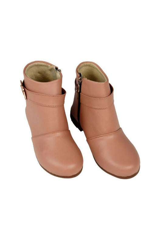Tiny Bugs Girls Buckle Embellished Peach Ankle Length Boots  Grab2Buy Tiny Bugs Grab2Buy
