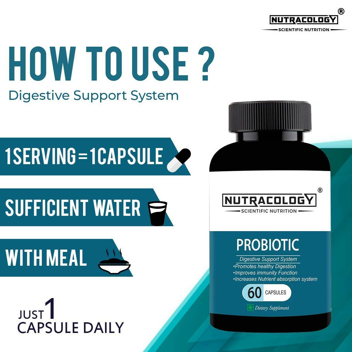 Nutracology Probiotics Supplement For Digestion Immunity And Overall Gut Health Capsules - Grab2buy