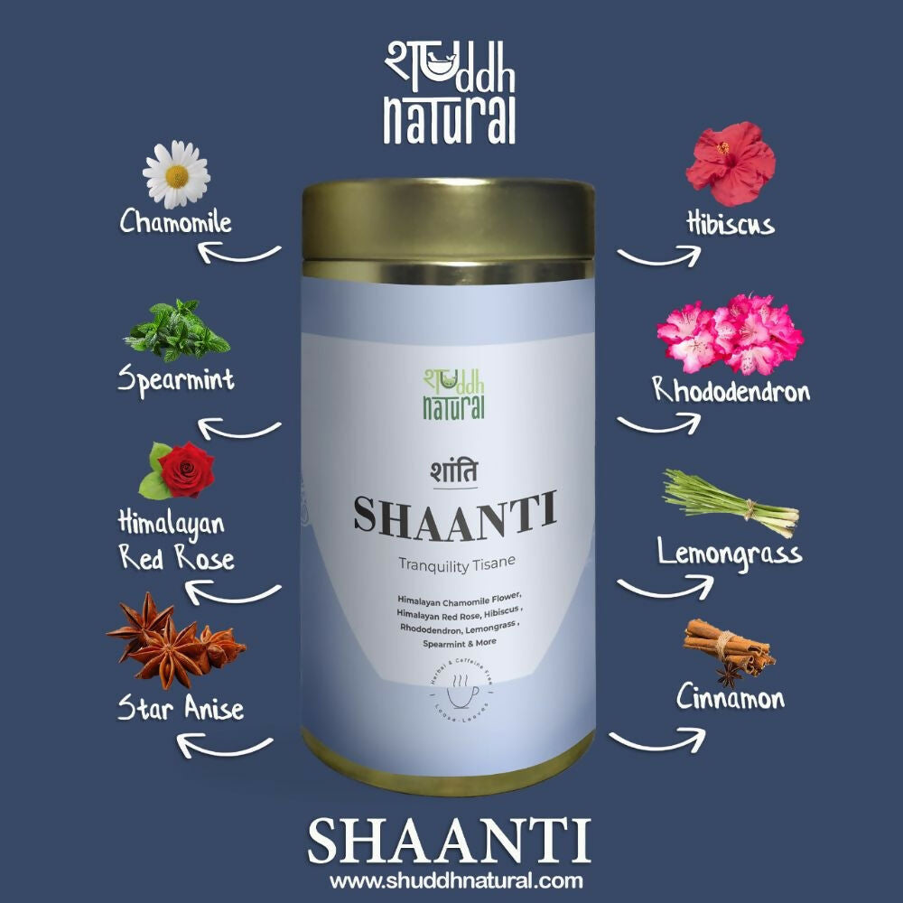 Shuddh Natural Calming Stress Relief Inside-Out Detox Shaanti Floral Tisane 