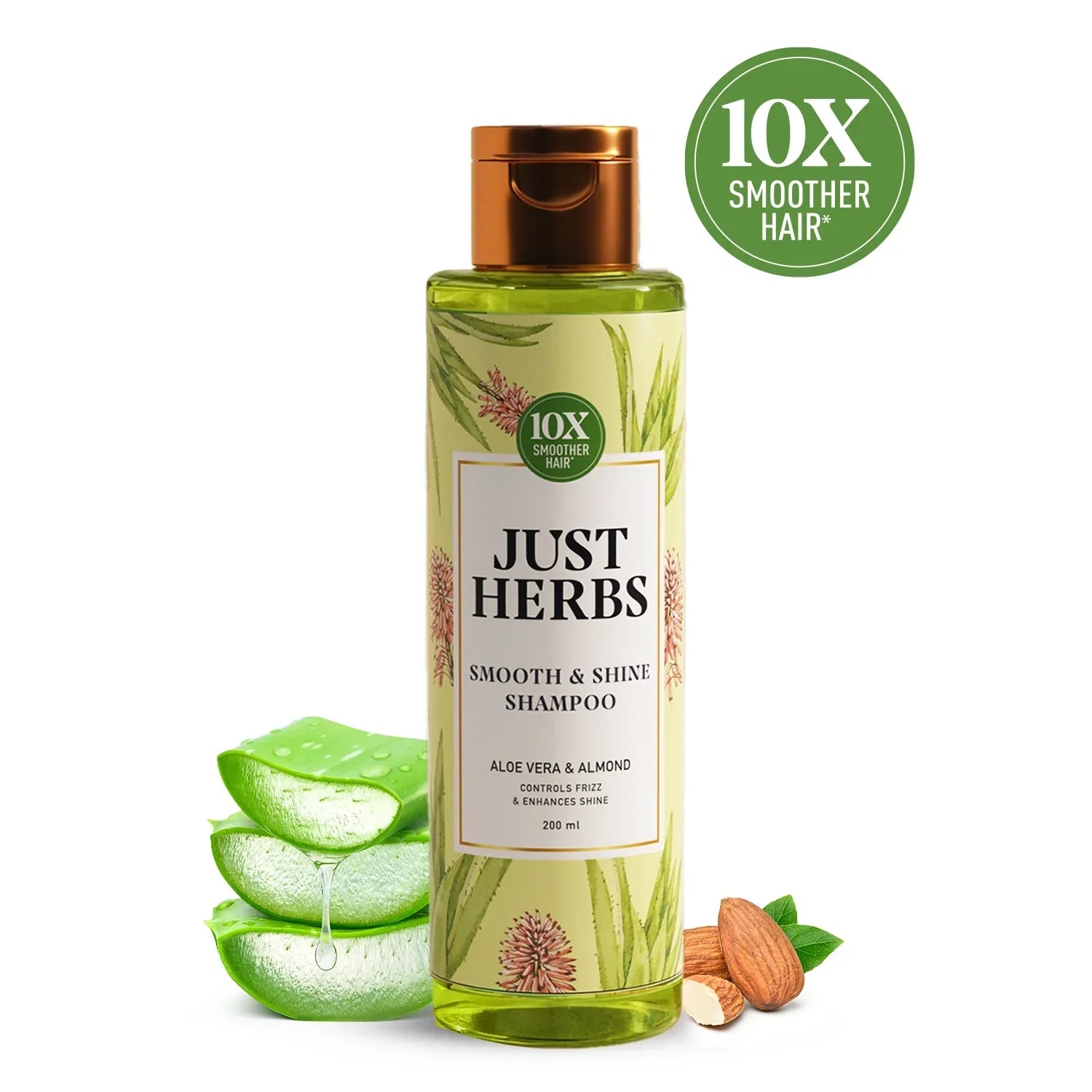 Smooth & Shine Shampoo for Dry and Frizzy Hair| Aloe Vera, Almond, Rice Protein & 12 Herbs 