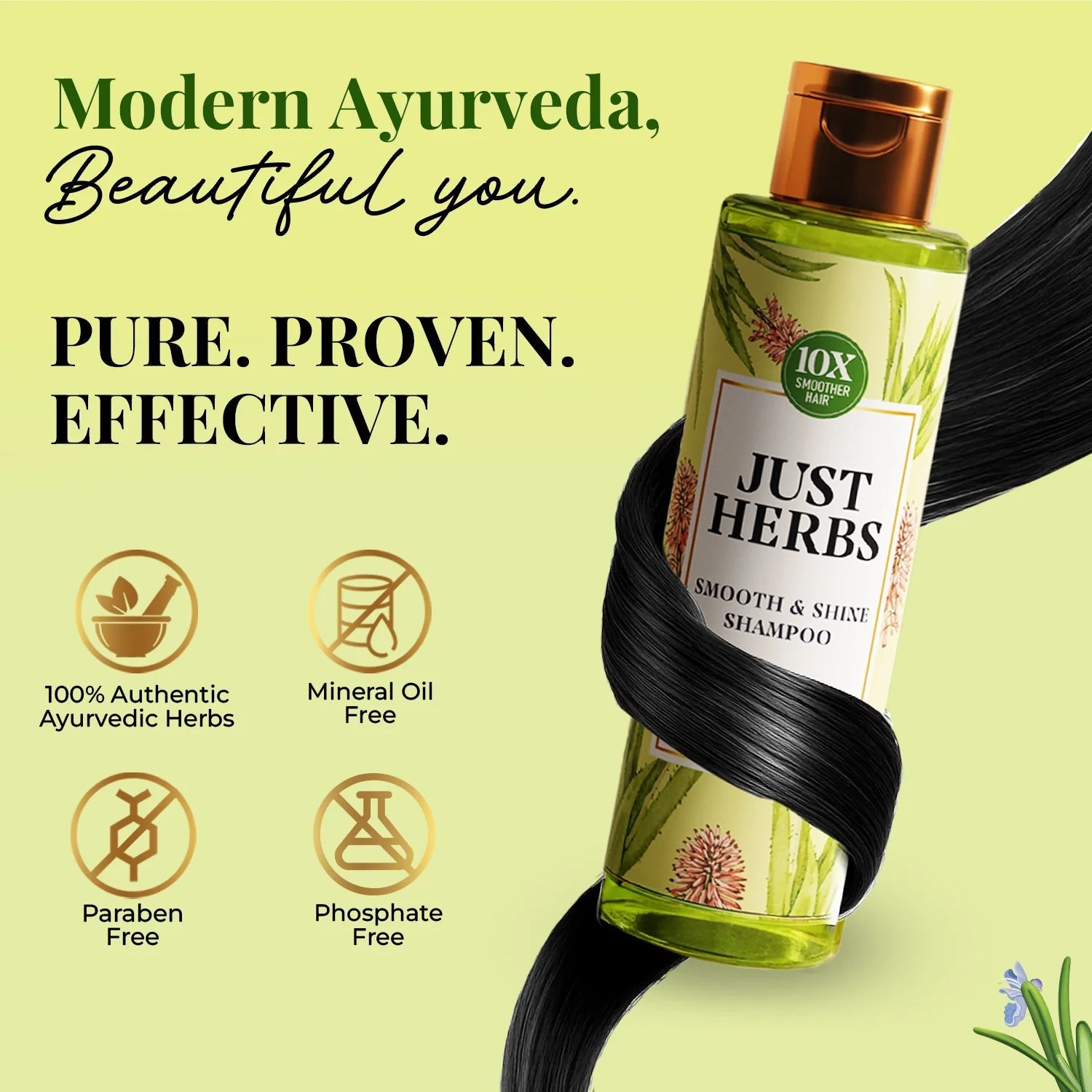 Smooth & Shine Shampoo for Dry and Frizzy Hair| Aloe Vera, Almond, Rice Protein & 12 Herbs 
