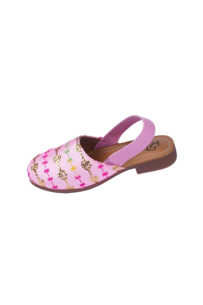 Tiny Bugs Girls Embroidered Strap Ethnic Jutis-Pink  Grab2Buy Tiny Bugs Grab2Buy