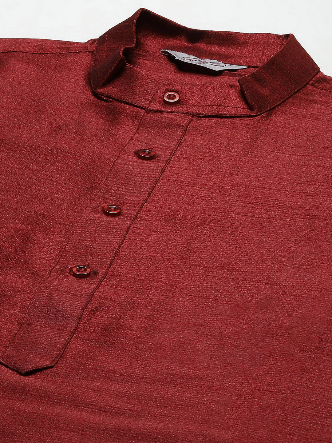 Jompers Men's Solid Dupion Kurta Pajama with Printed Nehru Jacket (White & Maroon)