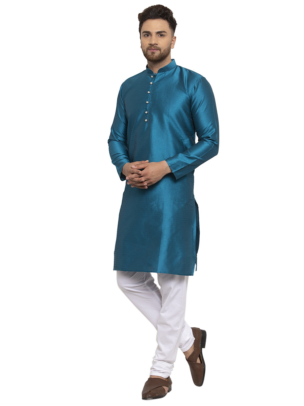 Jompers Men's Peacock Jacquard Kurta Only