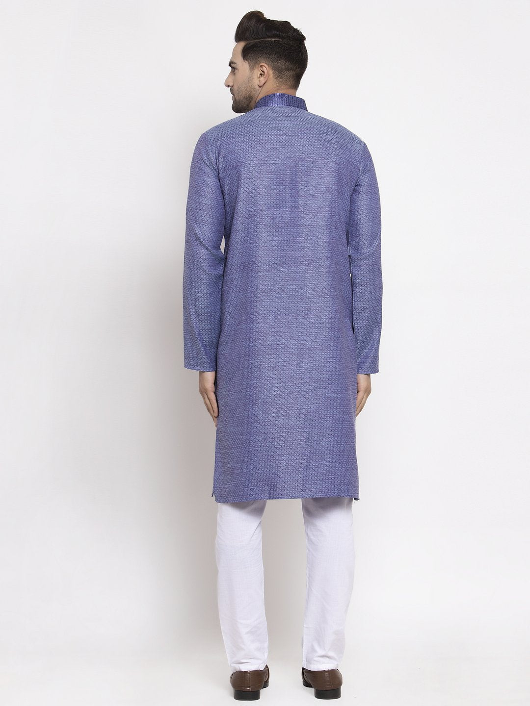 Jompers Men Blue Embroidered Kurta Only