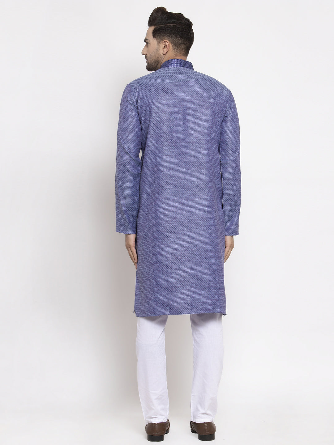 Jompers Men Blue Embroidered Kurta with Pyjamas