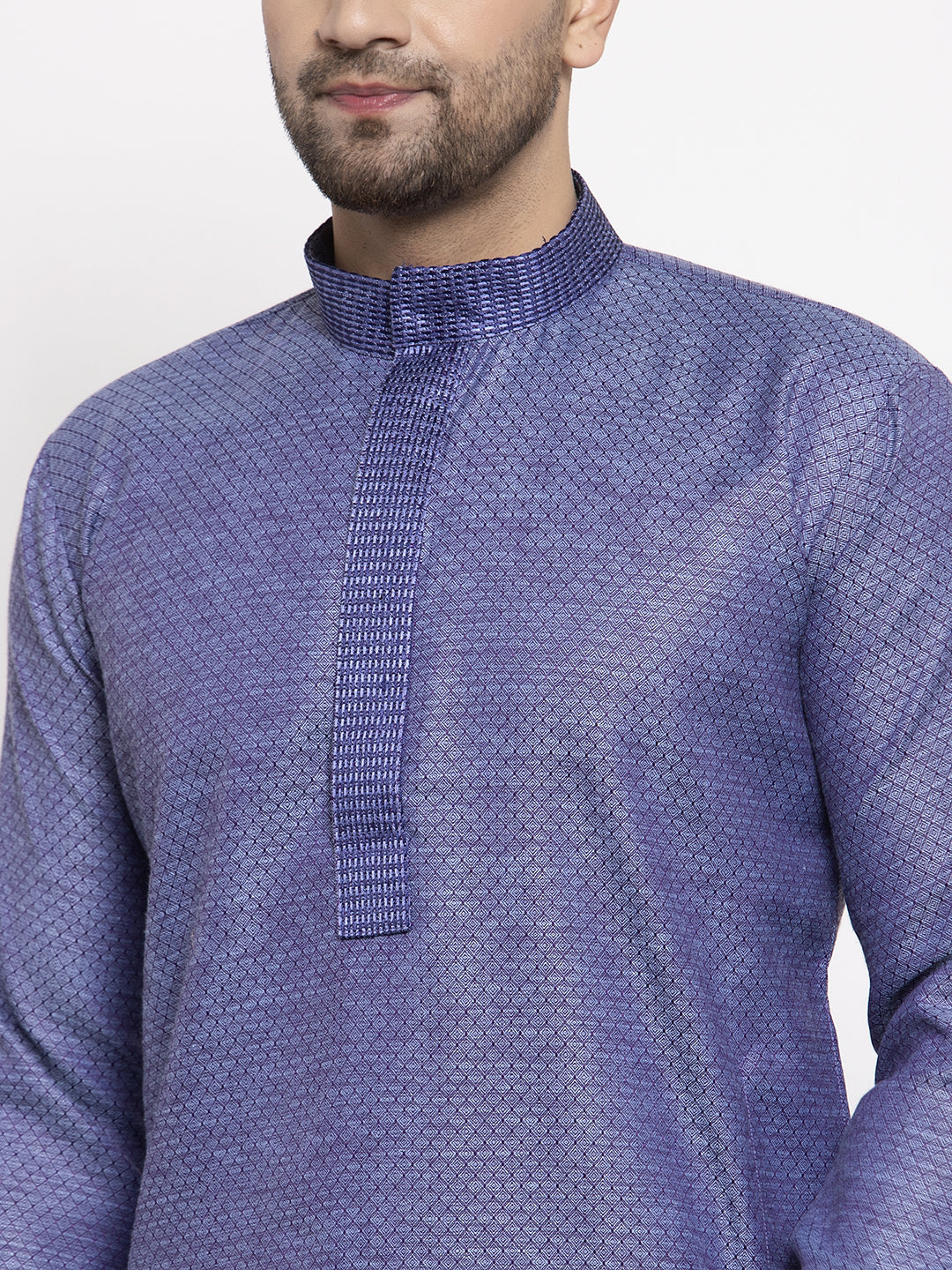 Jompers Men Blue Embroidered Kurta with Pyjamas