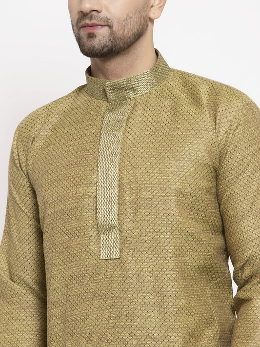 Jompers Men Olive Green Embroidered Kurta with Pyjamas