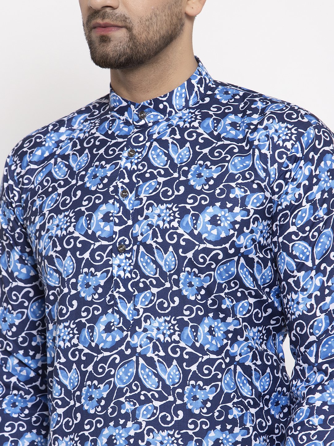 Jompers Men Blue Printed Kurta Only
