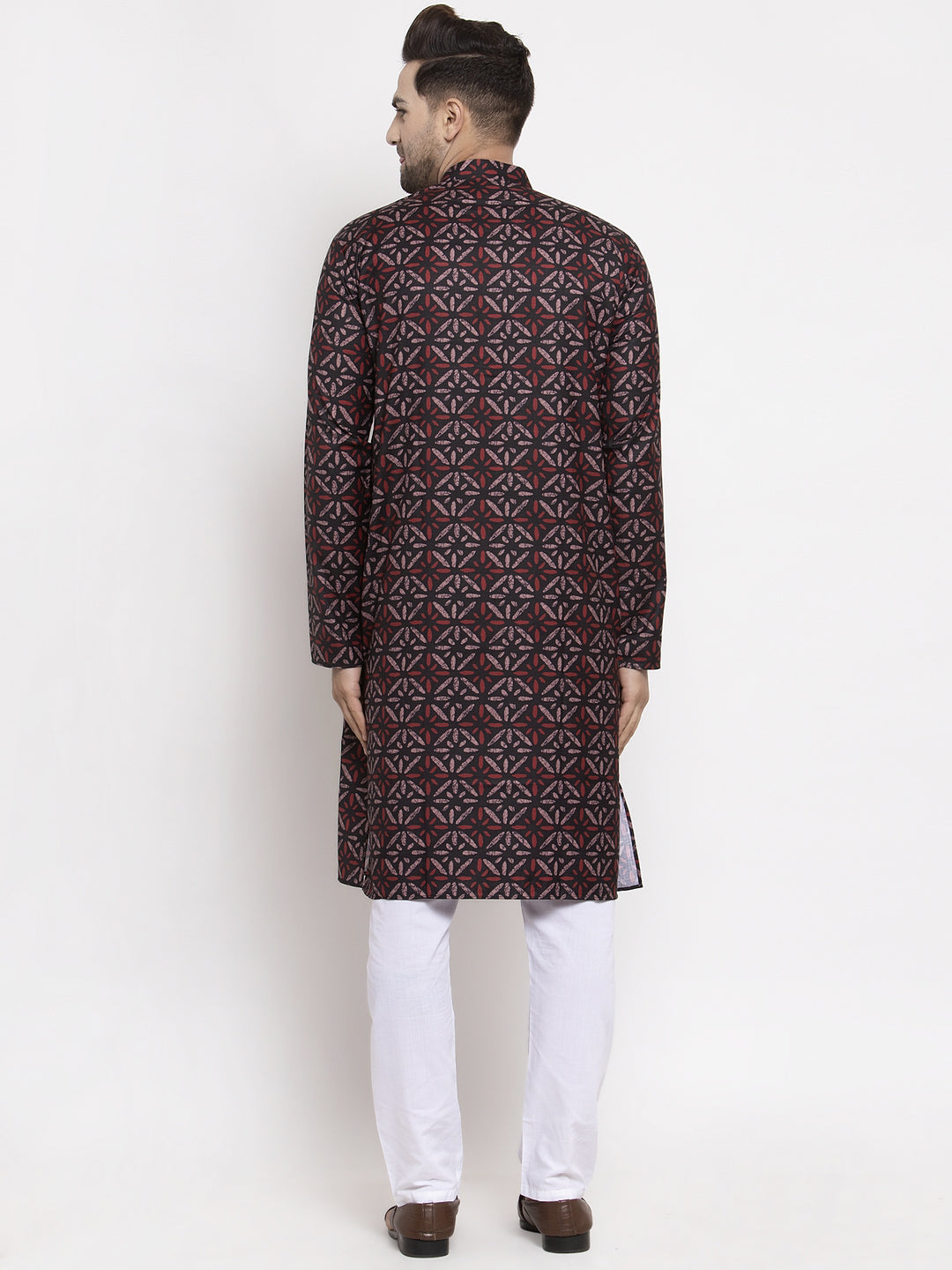 Jompers Men Brown Printed Kurta with Churidar