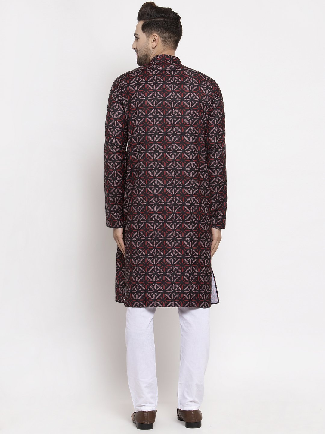 Jompers Men Brown Printed Kurta Only