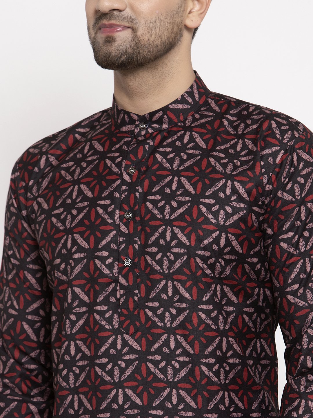 Jompers Men Brown Printed Kurta Only