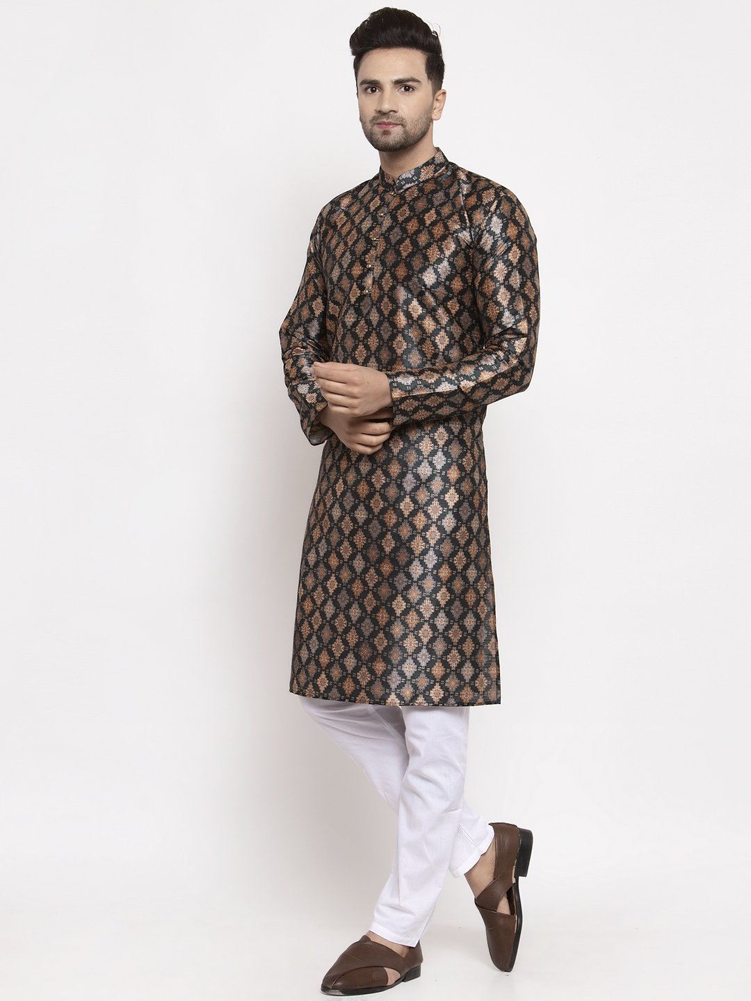 Jompers Men Black Printed Kurta Only