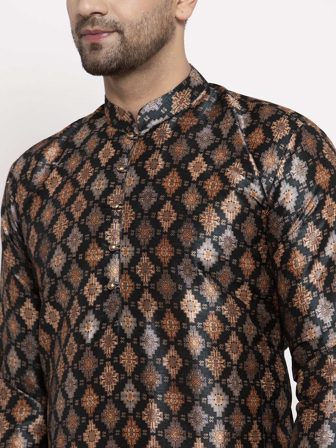 Jompers Men Black Printed Kurta Only