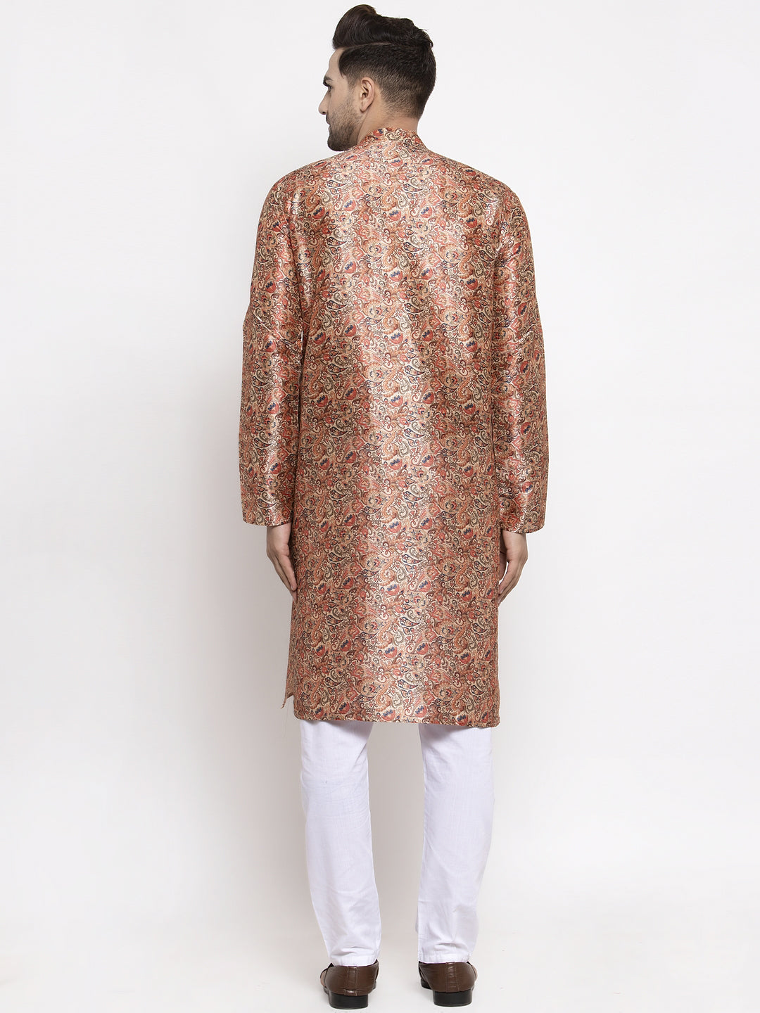 Jompers Men Golden Printed Kurta with Pyjamas