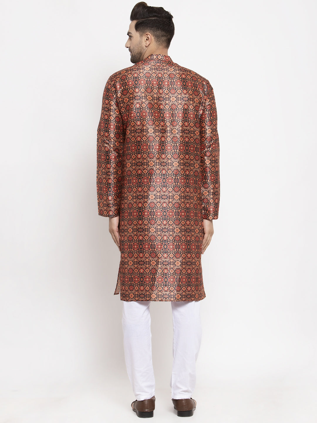Jompers Men Multi-colour Printed Kurta with Pyjamas (Black)