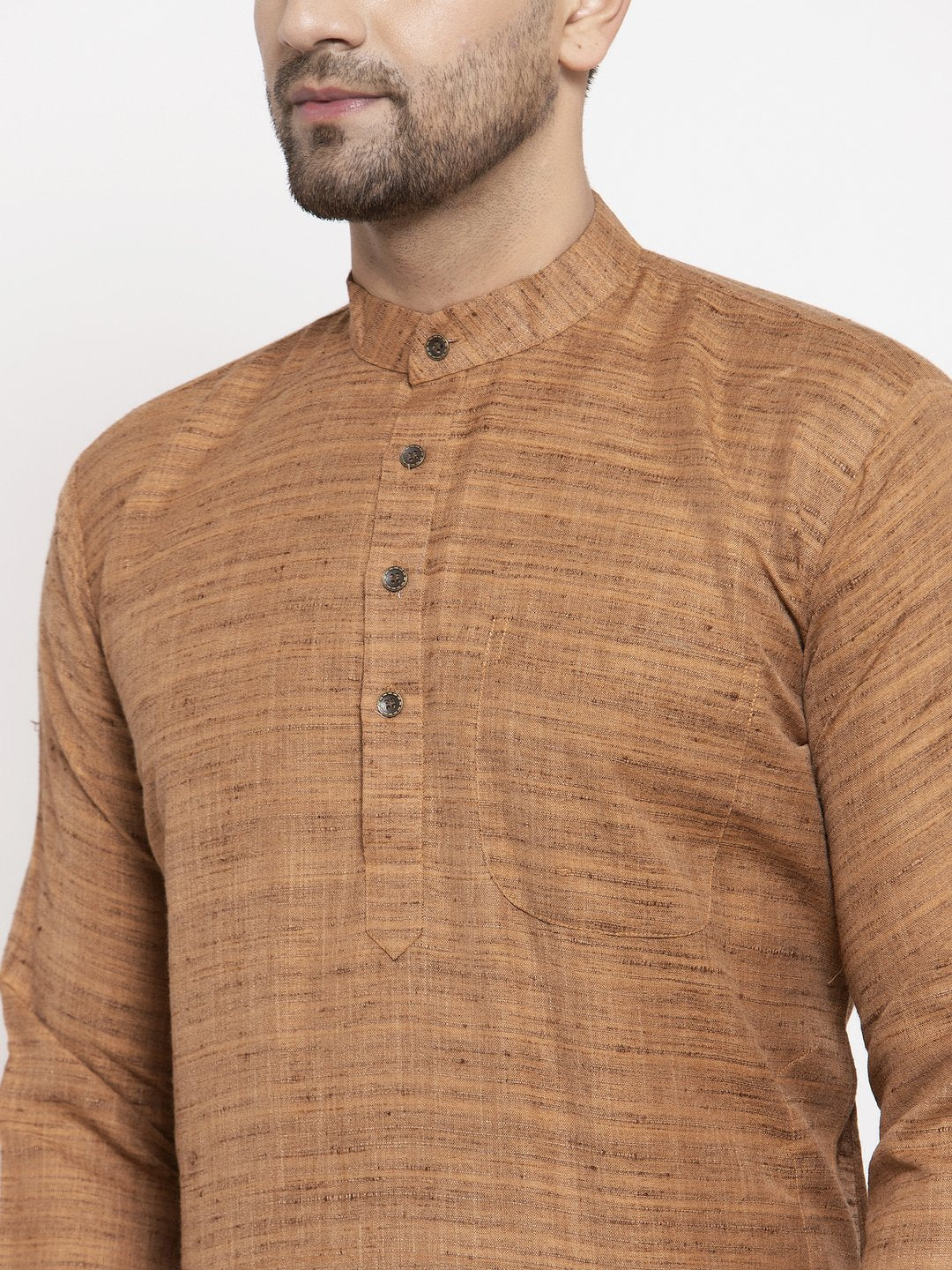 Jompers Men Brown Self Design Kurta Only