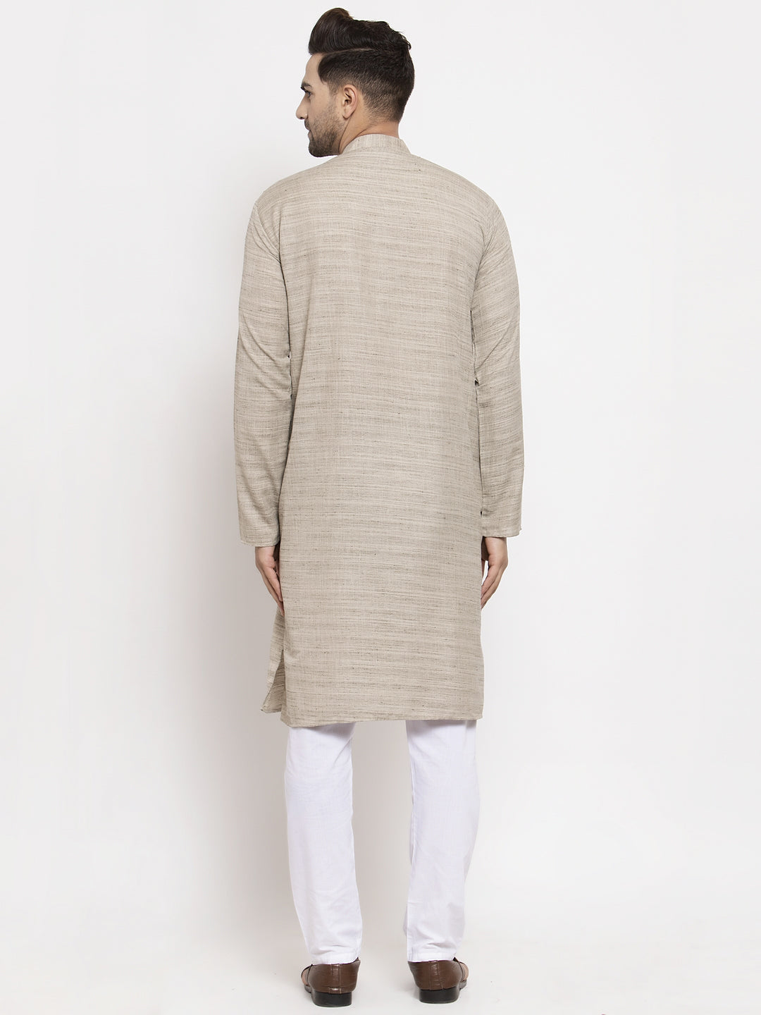 Jompers Men Grey Self Design Kurta with Pyjamas