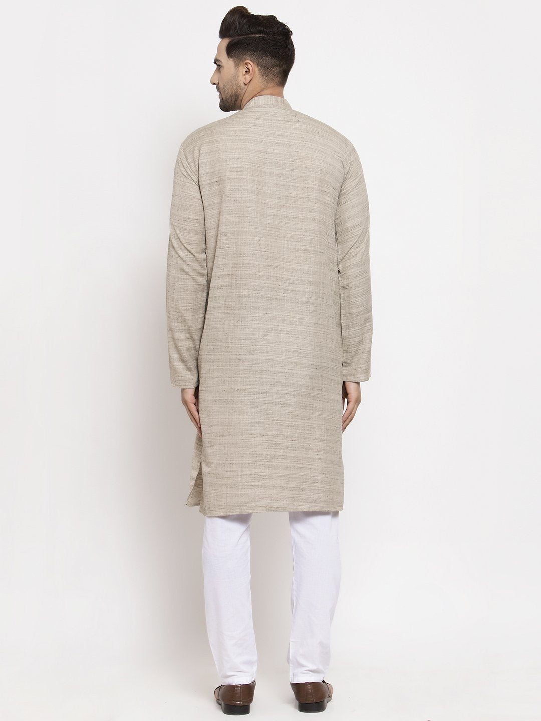 Jompers Men's Grey Self Design Kurta Only