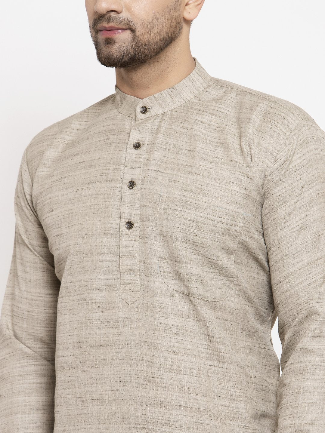 Jompers Men's Grey Self Design Kurta Only