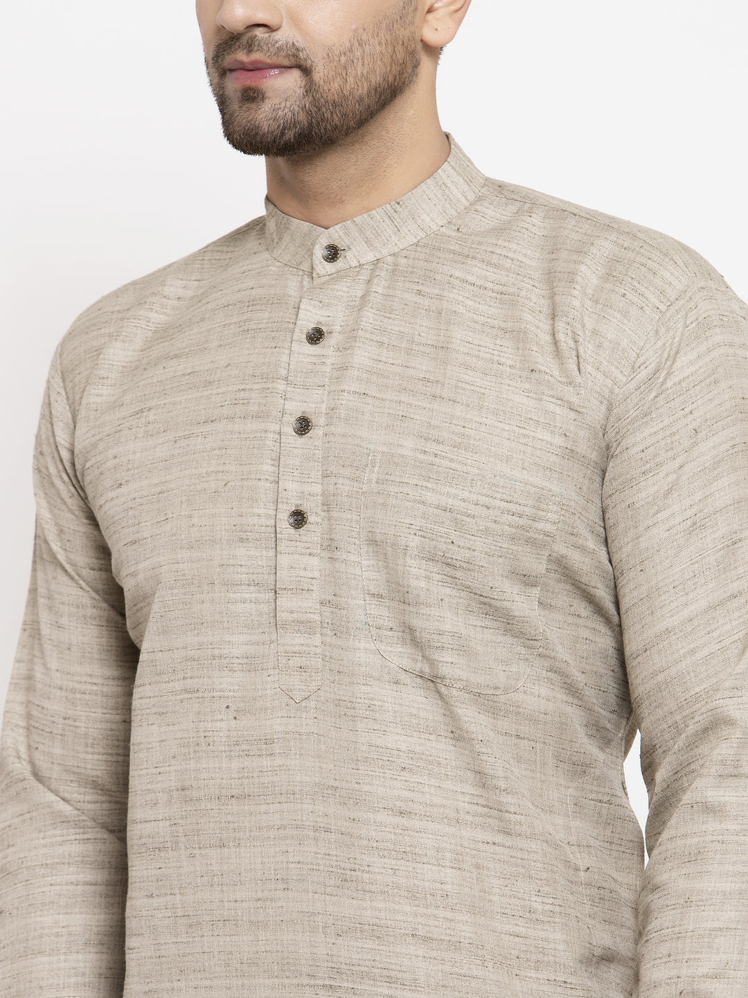 Jompers Men Grey Self Design Kurta with Pyjamas