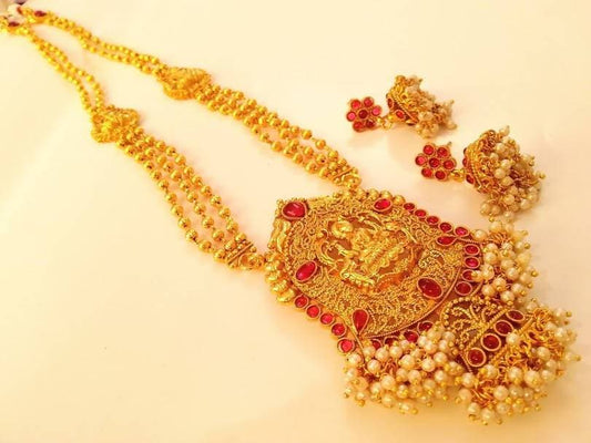 Pink Kemp Temple Long Necklace Set