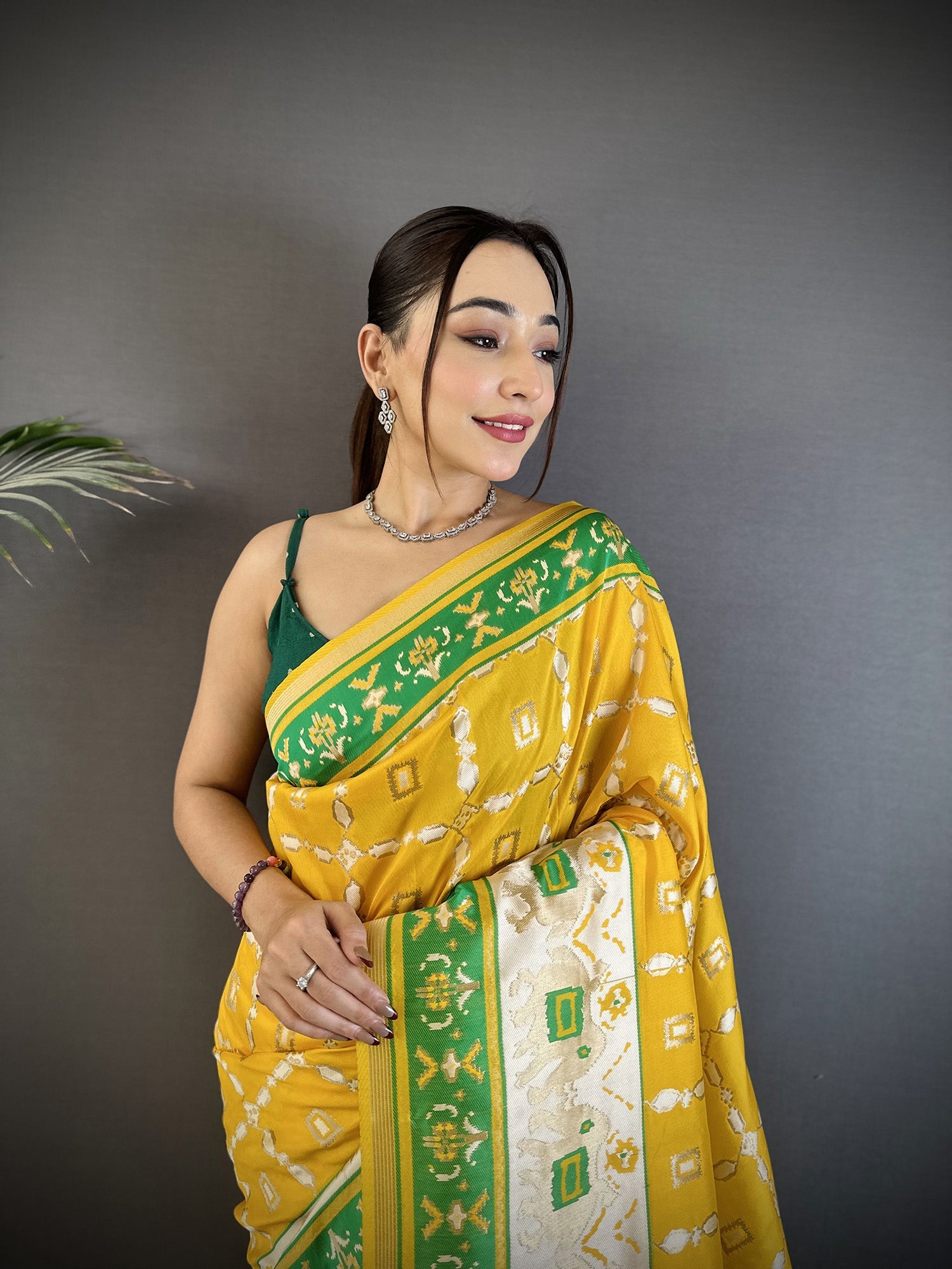 Joban Fashion Yellow Banarasi Silk Motifs Inspired By Nature Saree