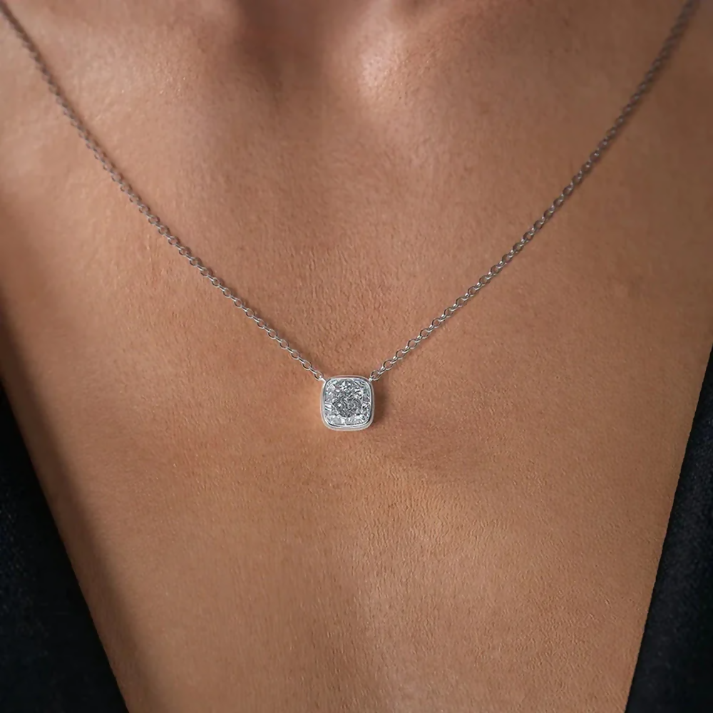 Cauer Elegant 14K White Gold Plated Moissanite Pendant Necklace  Grab2Buy Cauer Grab2Buy