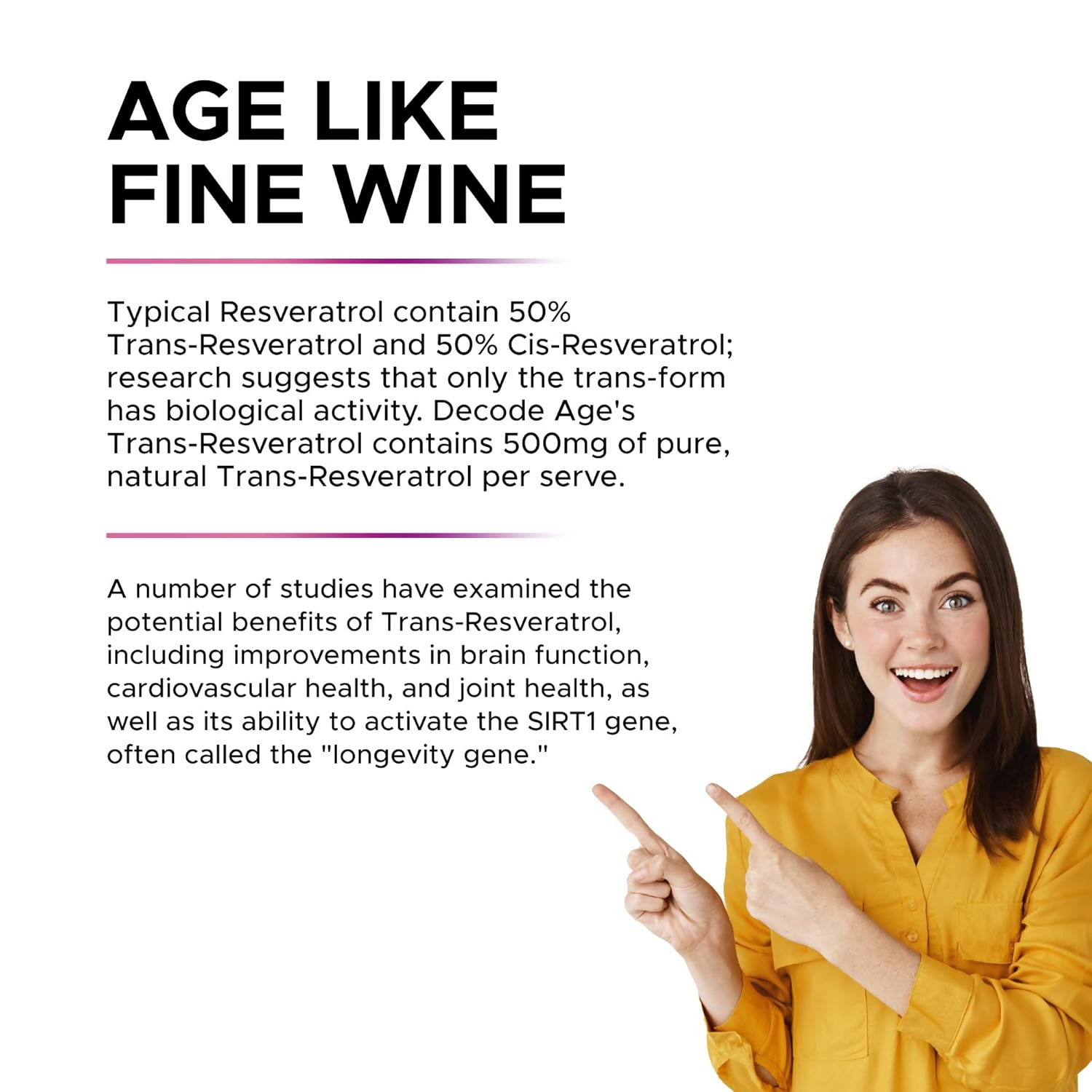 Decode Age 99.5% Pure Trans Resveratrol 250mg Supplement Capsules 