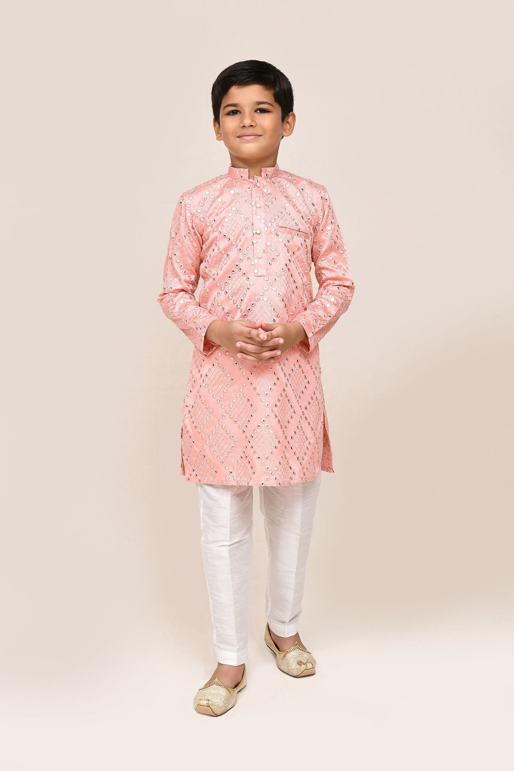 Joban Fashion Silk Pink Kurta With Straight Fit Pant