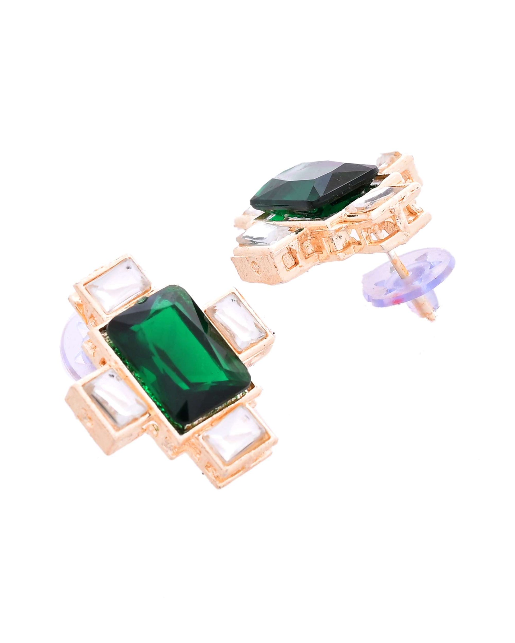 Jewels Nest Kundan Inspired Pearl and Green Stone Bridal Necklace Jewels Nest