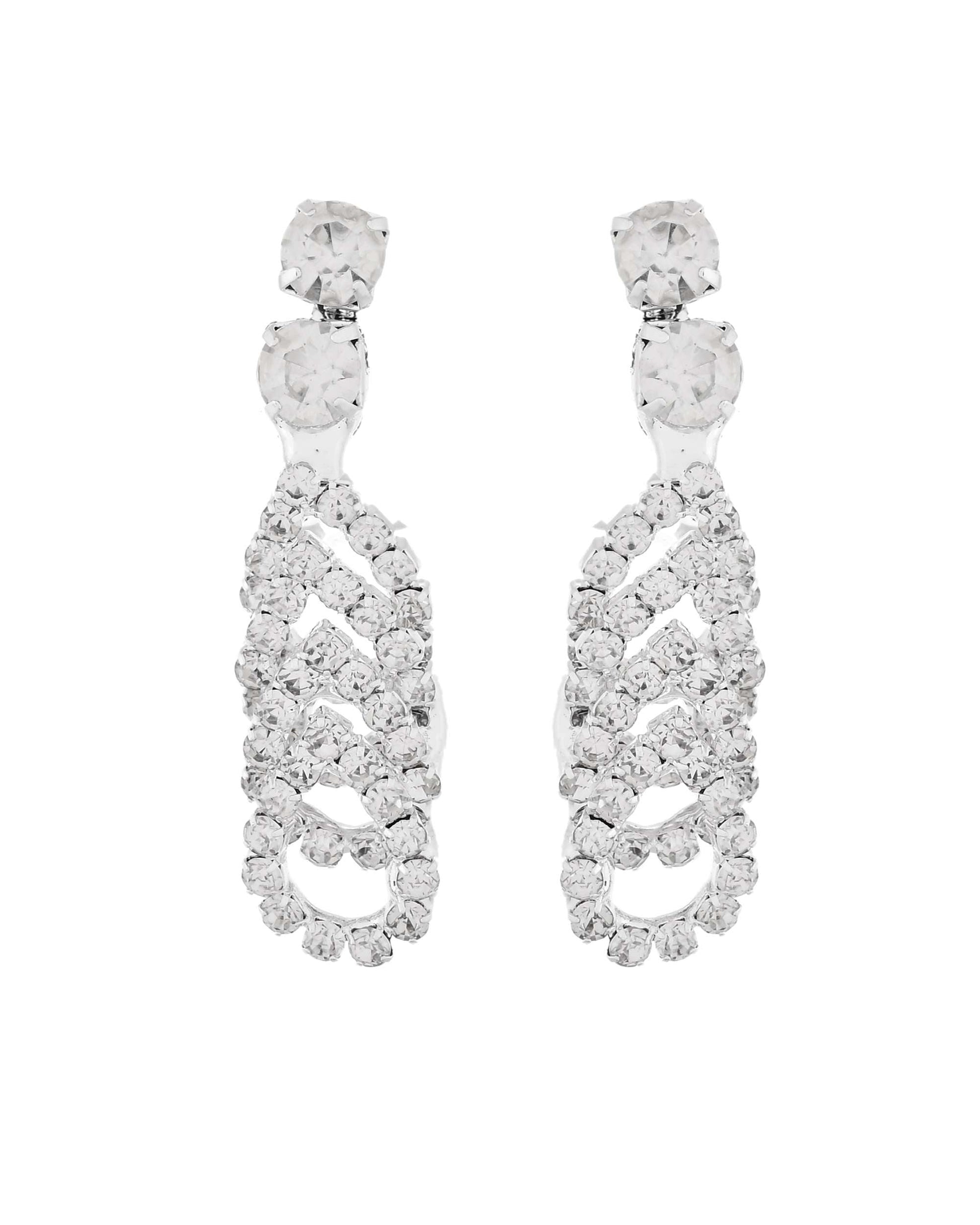 Jewels Nest Crystal-Studded Sparkling Statement Necklace & Earrings Set Jewels Nest