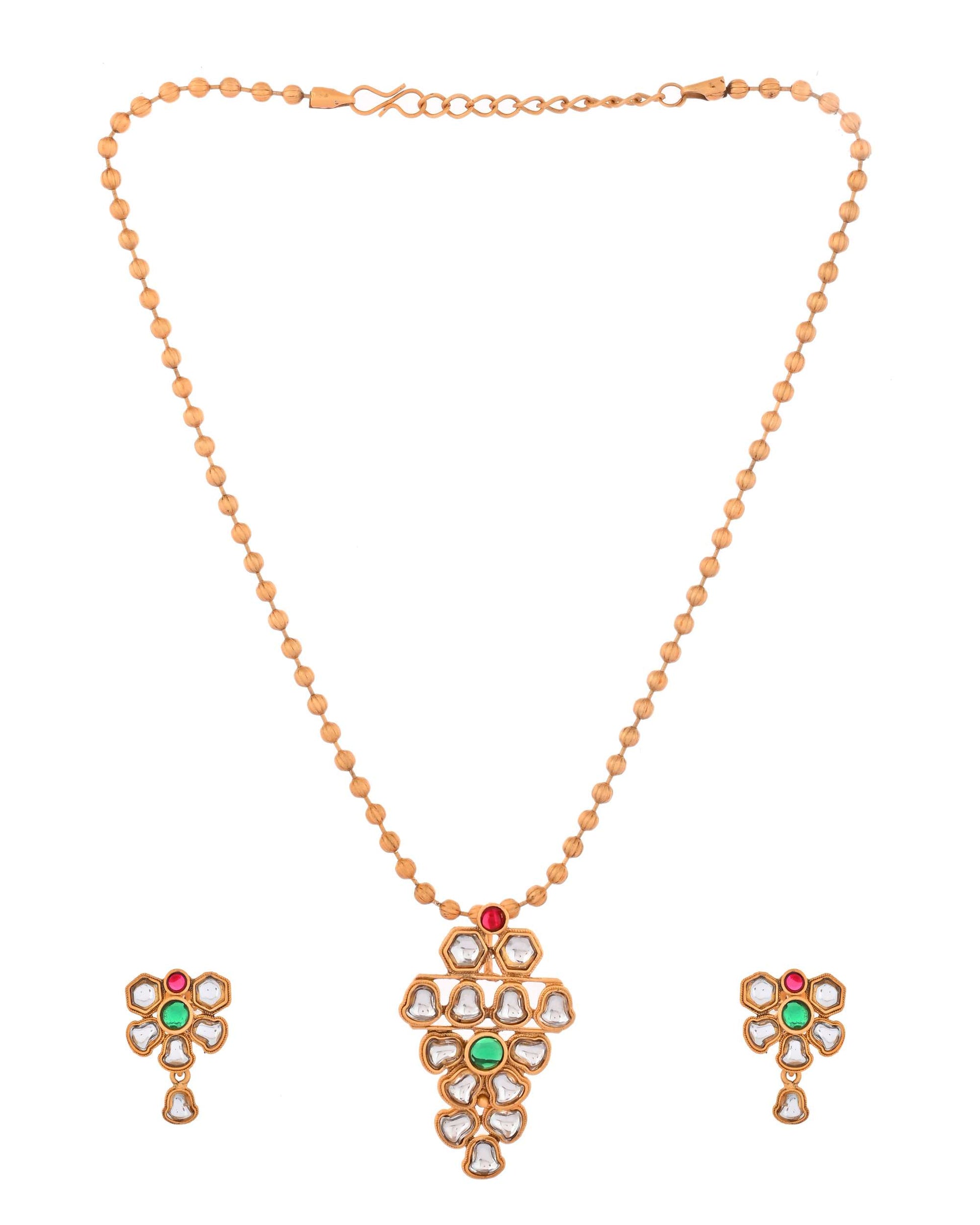 Jewels Nest Traditional Kundan Gold-Plated Jewellery Set with Mangalsutra & Earrings Jewels Nest