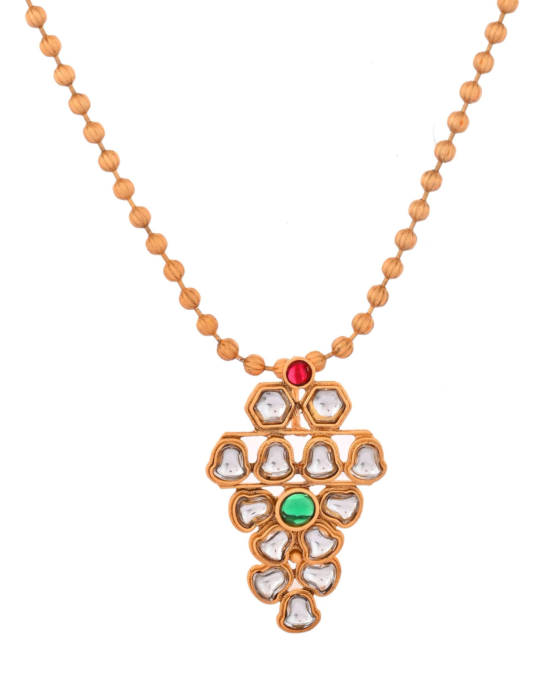 Jewels Nest Traditional Kundan Gold-Plated Jewellery Set with Mangalsutra & Earrings Jewels Nest