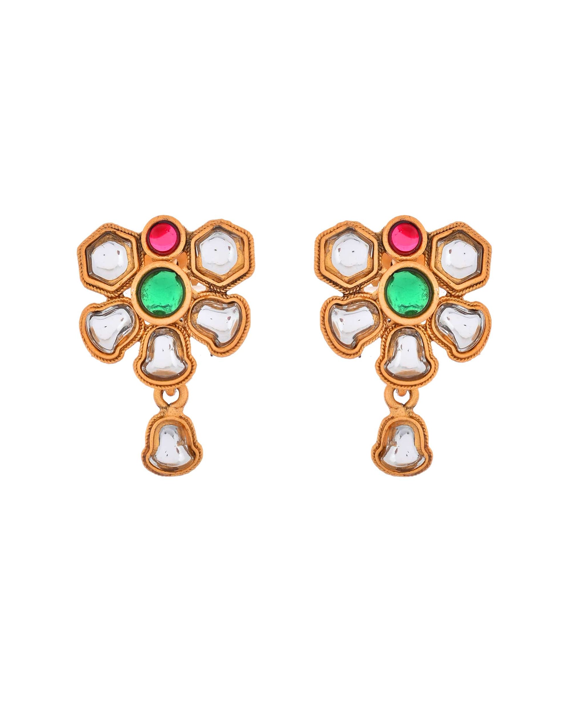 Jewels Nest Traditional Kundan Gold-Plated Jewellery Set with Mangalsutra & Earrings Jewels Nest