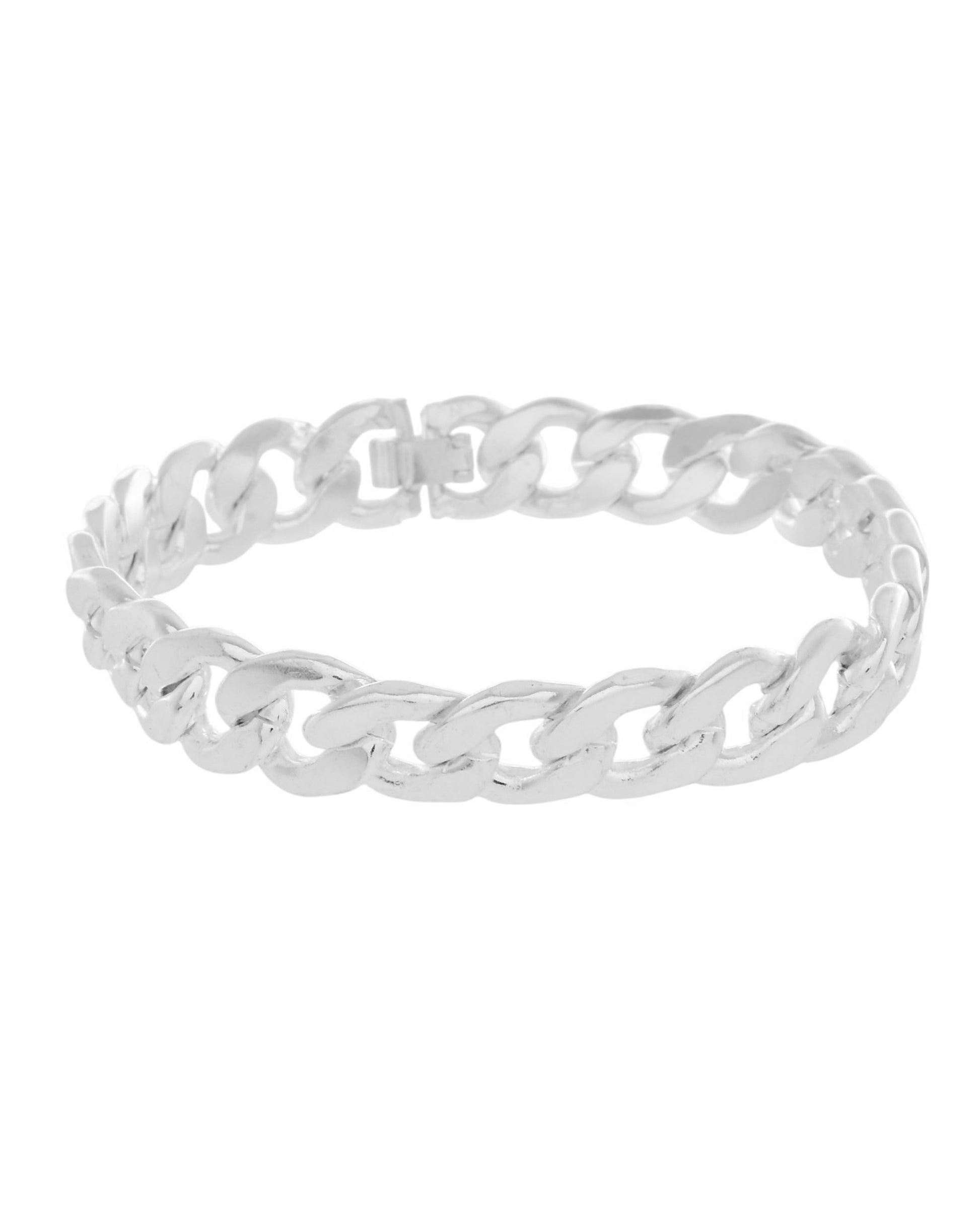 Jewels Nest Stylish Silver-Plated Chain Bracelet - Swadesiicart