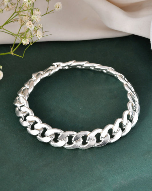 Jewels Nest Stylish Silver-Plated Chain Bracelet Jewels Nest