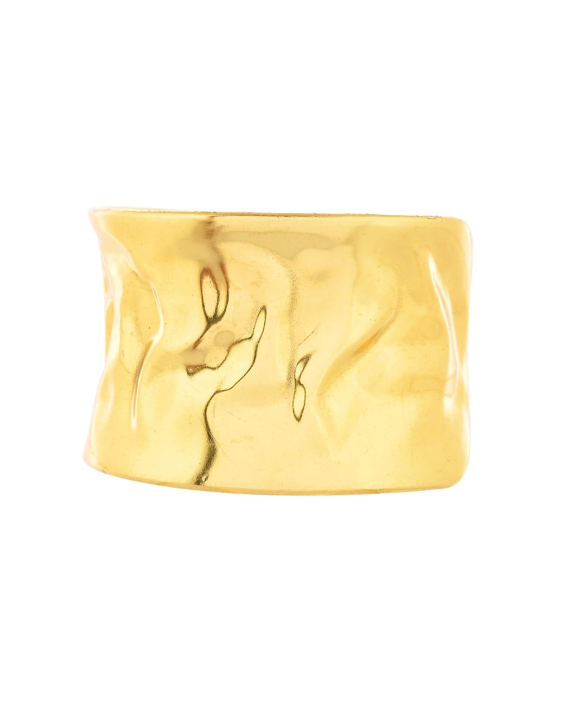 Jewels Nest Ripple Texture Wide Gold Cuff Bracelet 