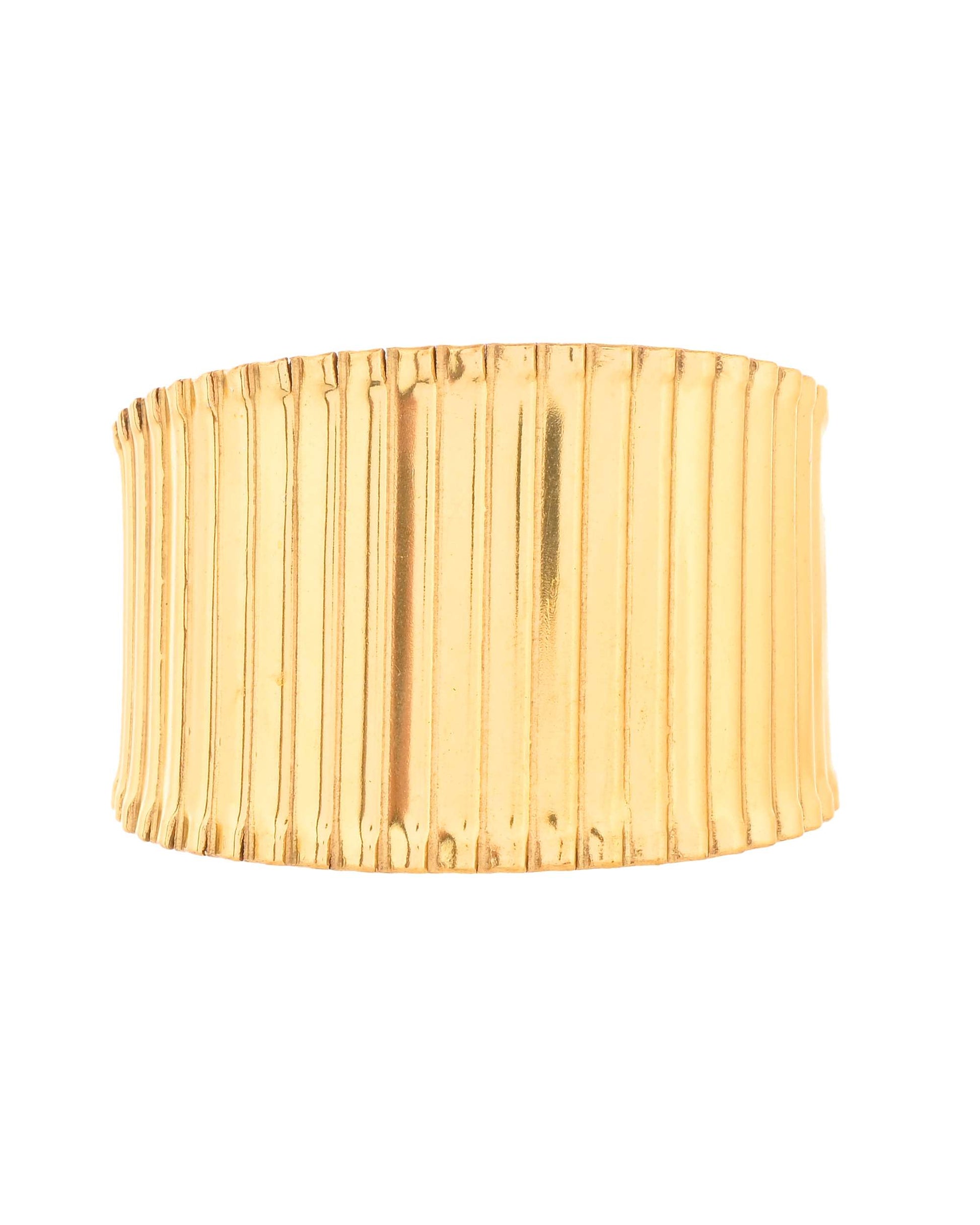 Jewels Nest Textured Vertical Line Gold Cuff Bracelet 