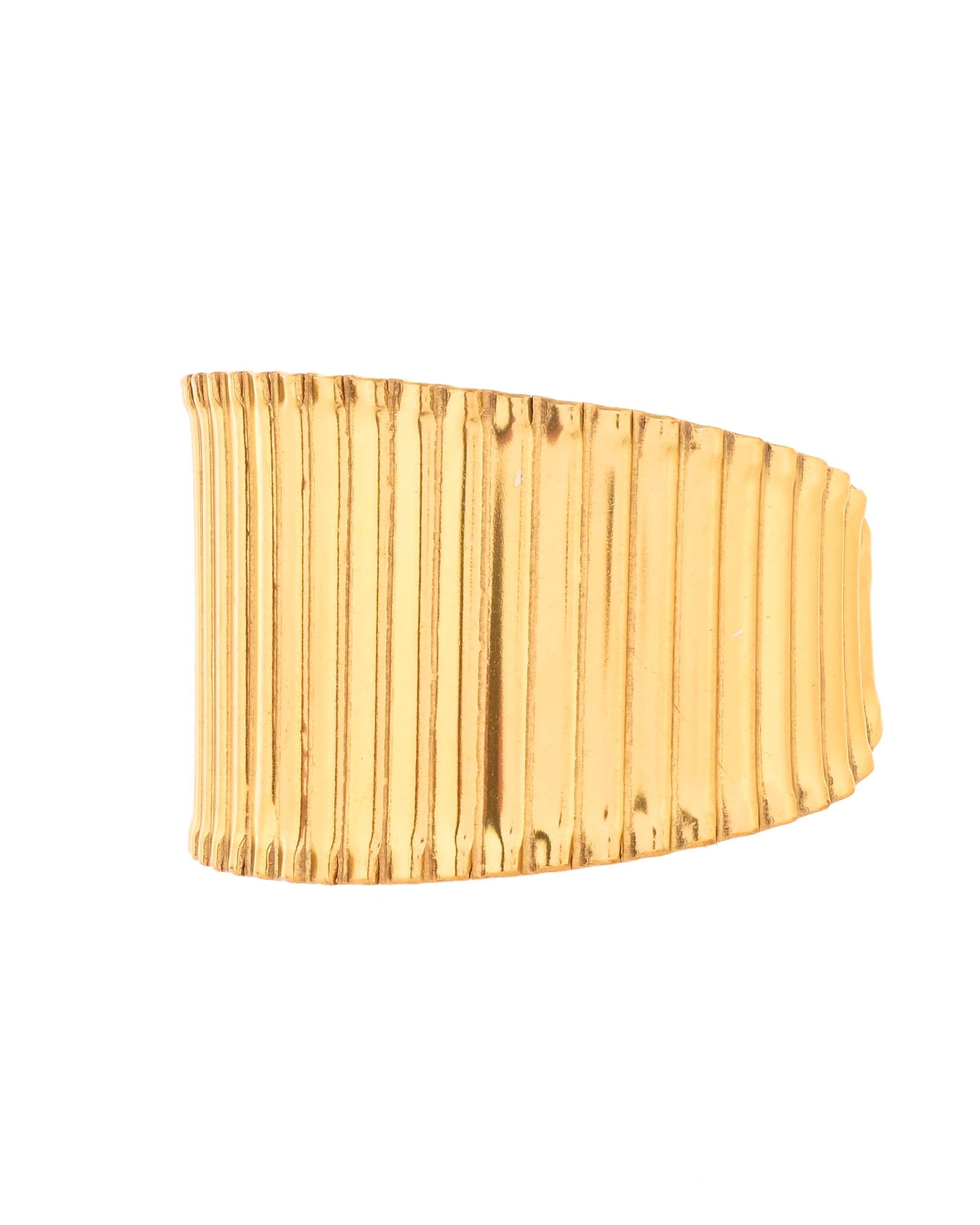 Jewels Nest Textured Vertical Line Gold Cuff Bracelet 