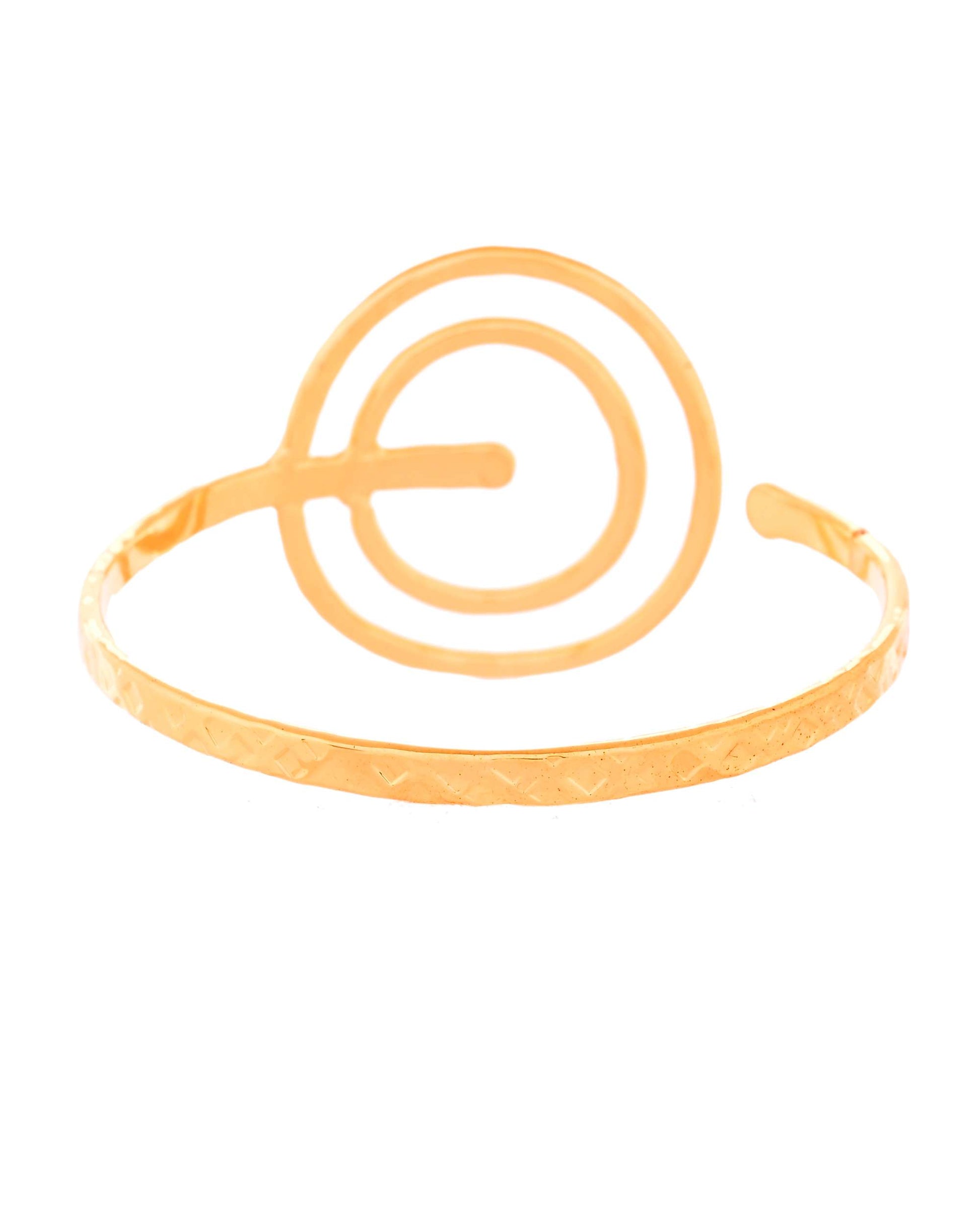 Jewels Nest Contemporary Wave Design Gold Open Cuff Bracelet 