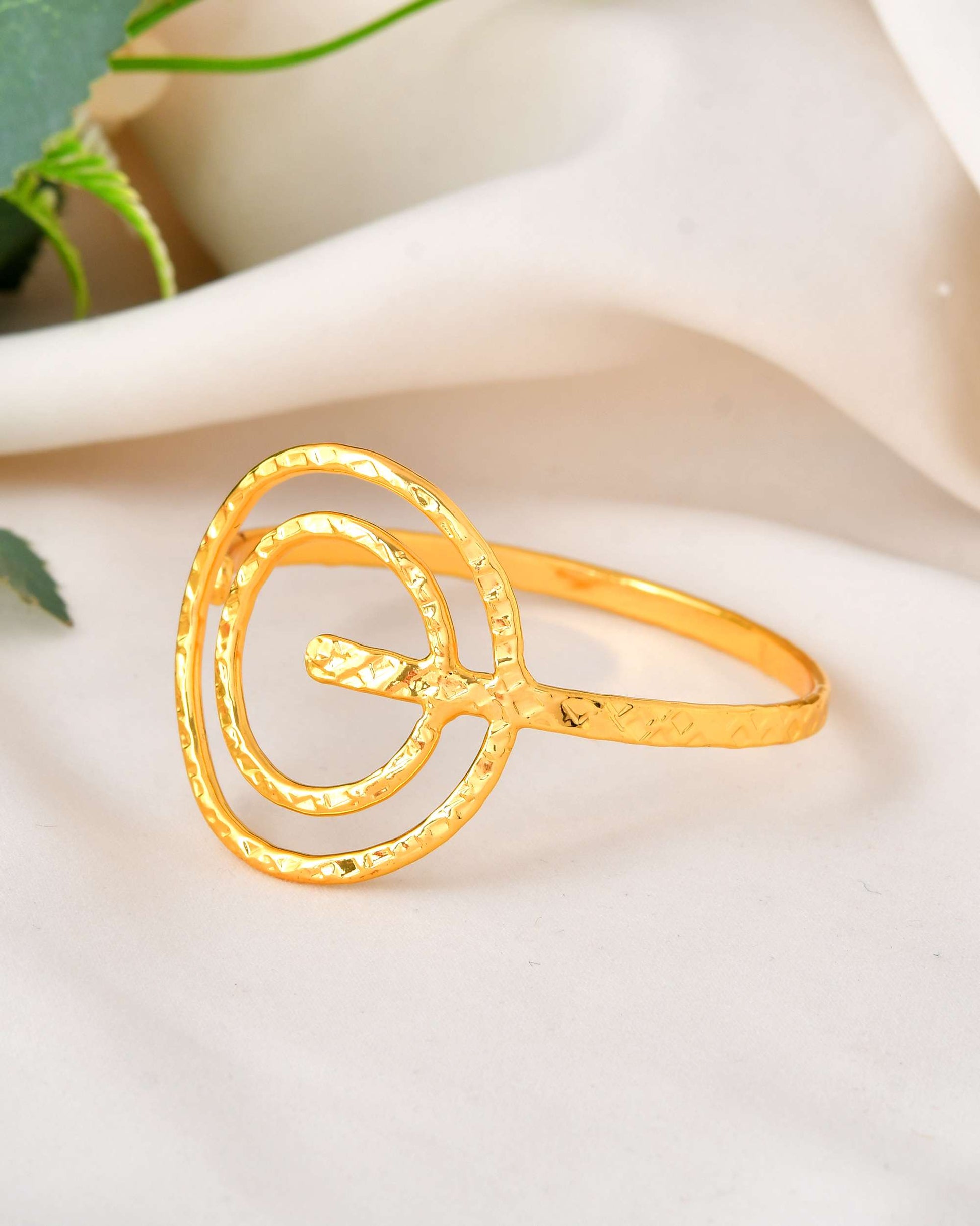 Jewels Nest Contemporary Wave Design Gold Open Cuff Bracelet 