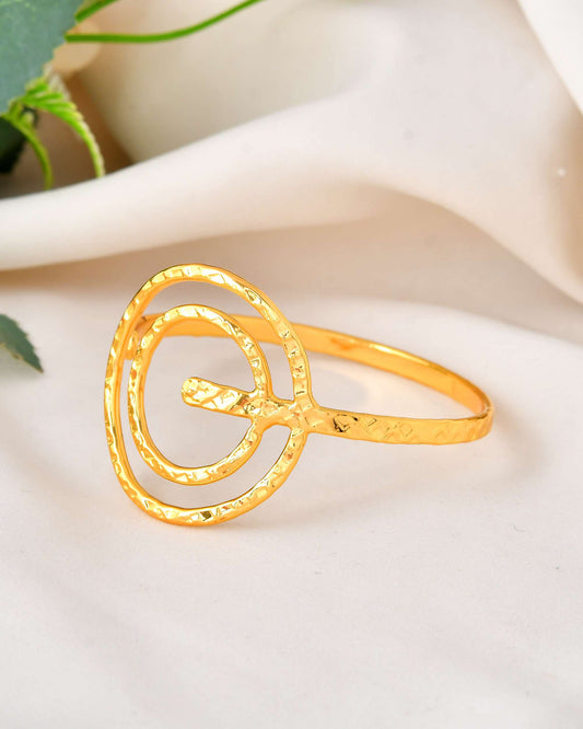 Jewels Nest Contemporary Wave Design Gold Open Cuff Bracelet 