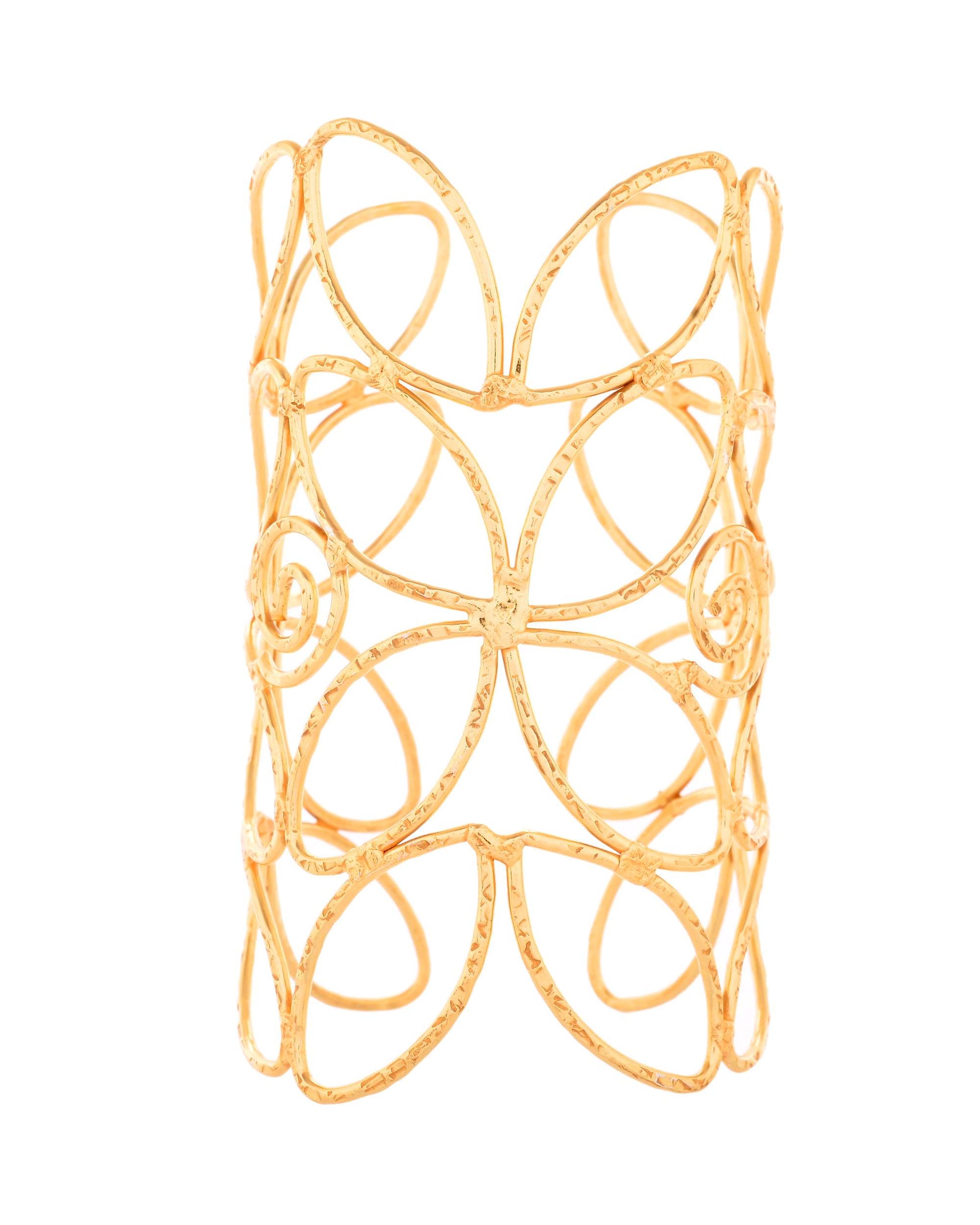 Jewels Nest Statement Gold Cutout Leaf Cuff Bracelet 