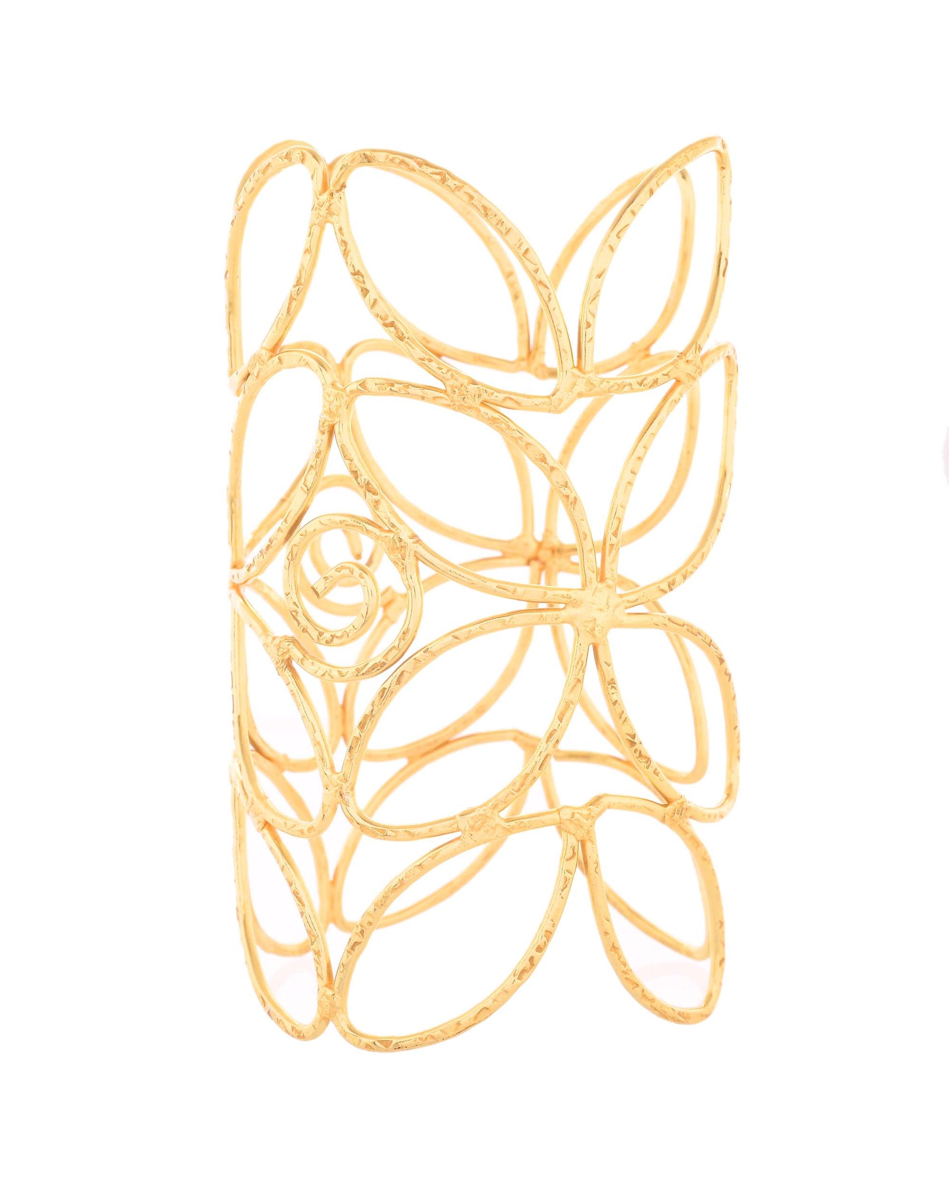 Jewels Nest Statement Gold Cutout Leaf Cuff Bracelet 