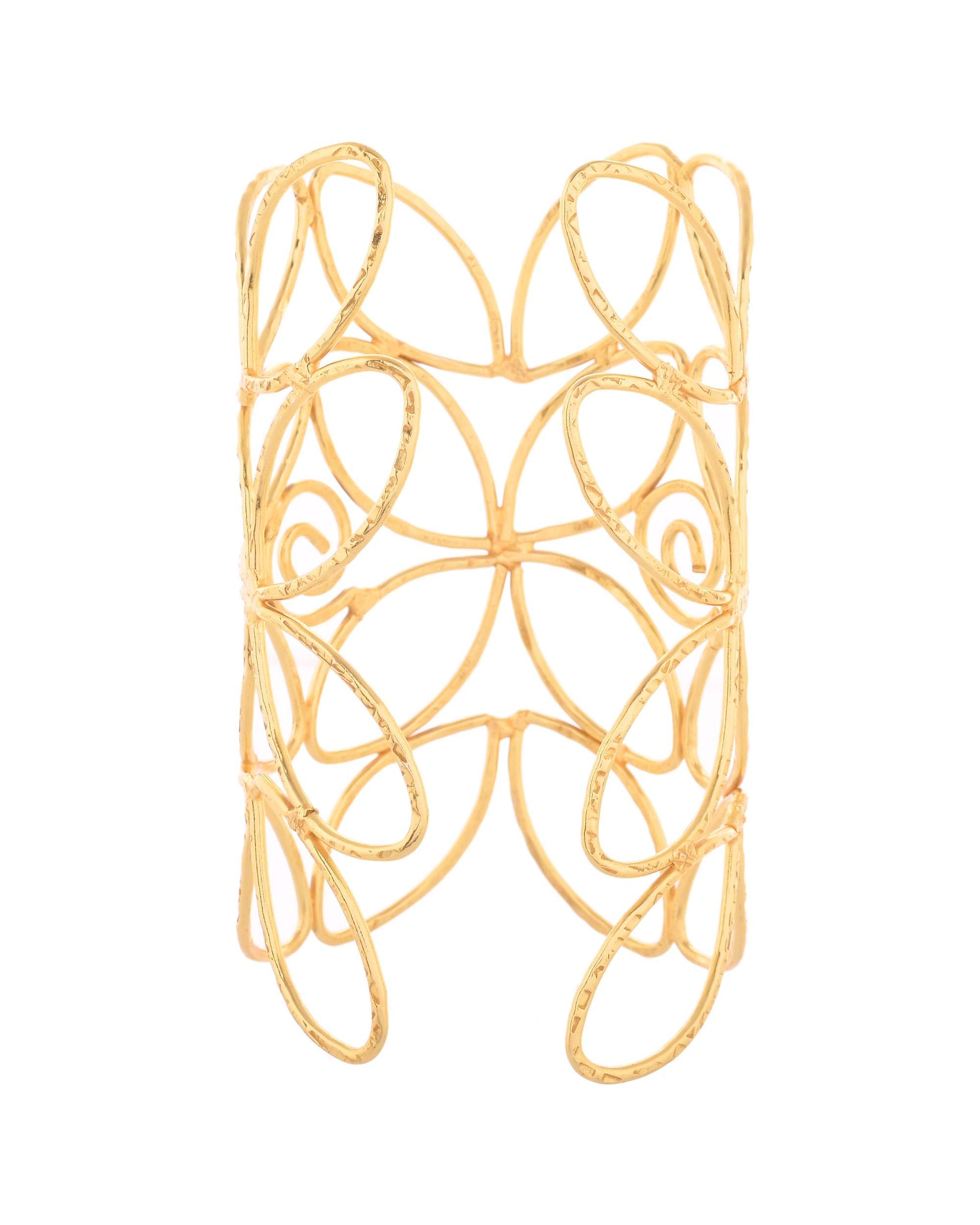 Jewels Nest Statement Gold Cutout Leaf Cuff Bracelet 